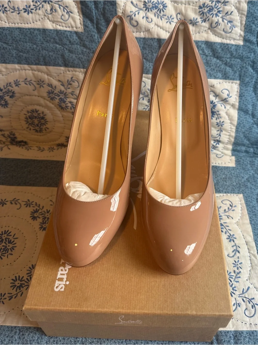 CHRISTIAN LOUBOUTIN Simple Pump 85 patent nude pump 41.5